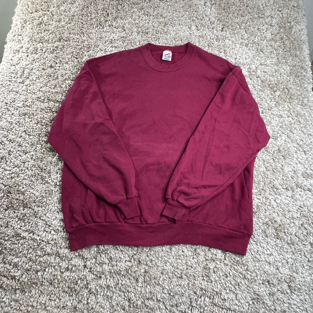 Jerzees Mens Made in USA Maroon Crewneck Sweatshirt